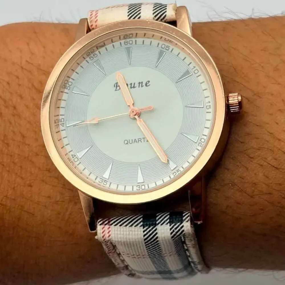 Rose Gold Boune Plaid Men’s Watch